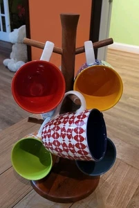 Annovero Colorful Cute Coffee Mugs  Set of 6 Sturdy Porcelain  - Picture 1 of 8