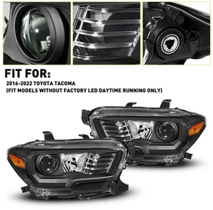Black Projector Headlights For Headlamps w/o LED DRL 2016-2022 Toyota Tacoma - Picture 1 of 3