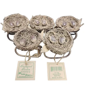 Bird Nest with Eggs Napkin Rings (5) Farmhouse Rustic Easter Wedding Table Decor - Picture 1 of 5
