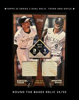 2025 Topps Series 2 TOVAR DOYLE Rounding the Bases Dual Relic UsedBases 25 /50🔥 - Image 1 of 2