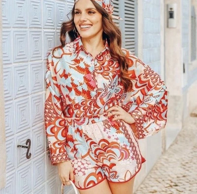 Новый с Ярлыками Zara блоггеры любимый цветочный натяжной атласные шорты размер маленький женщин карманы - Изображение 1 из 4