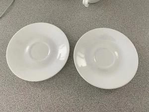 Vintage Lot of 2 Corelle By Corning Plain Solid White 6.25” Saucers in ExCond - Picture 1 of 2