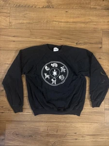 Vintage 90’s Hanes Black Crewneck Sweatshirt Native American Art Print - Medium - Bild 1 von 9