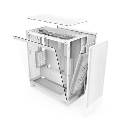 NZXT CM-H72FW-R1 H7 Flow RGB Fan Mid Tower ATX Airflow PC Case Steel Glass White - Image 1 of 4