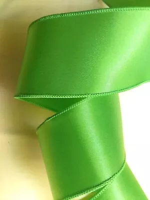 Citrus Green 2.5" by 2 yards Quality Satin Wired Ribbon Spring Easter Country - Image 1 of 4