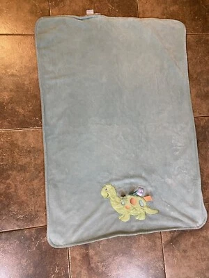 HTF Taggies Dinosaur Velour Blue Green Baby Security Blanket 27x38 Soft - Image 1 of 4