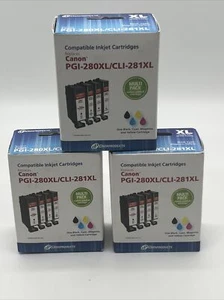3 Pack Black/Cyan/Magenta/Yellow XL Compatible Inkjet PGI-280XL/CLI-281XL - Picture 1 of 2