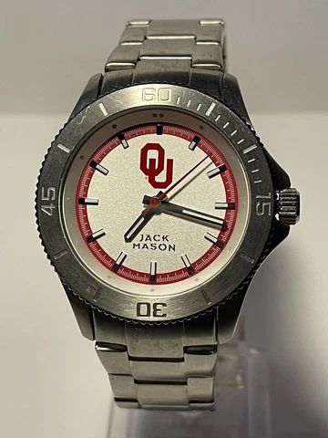 Oklahoma Sooners NCAA Men's Stainless-Steel Watch by Jack Mason NEW Cover