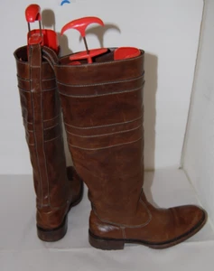 37.5/7.5❤️NDC Leather Knee High Mid Calf Biker English Riding Tall BOOTS - Picture 1 of 10