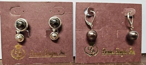 NEW, LOT OF 2 PREMIER DESIGNS SILVERTONE FAUX PEARL DROP & CLIP-ON EARRINGS, NWT - Picture 1 of 5