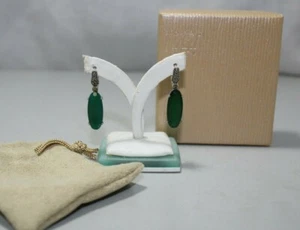 JTV grüner Onyx mit schwarzem Rhodium über Silber baumelnde Ohrringe neu in Box  - Bild 1 von 7