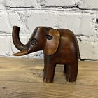 Hand-Carved Wood Elephant Africa 7" Sculpture Art Figurine Brown