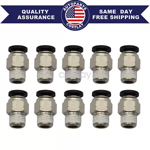 1/4" OD Tube X 1/8" NPT Pneumatic Fitting, Push to Connect Air Fitting (Qty 10) - Picture 1 of 8