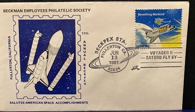 VOYAGER II FLY BY SATURN SPACE COVER BY BECKMAN EMPLOYEES PHILATELIC SOCIETY '81 - Image 1 of 4