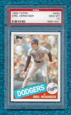 1985 TOPPS #493 OREL HERSHISER PSA 10 GEM MINT ROOKIE RC DODGERS 59 SCORELESS