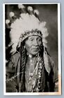 AMERICAN INDIAN CHIEF MANITOU ANTIQUE REAL PHOTO POSTCARD RPPC 