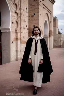 Мягкий марокканский роскошный зимний теплый плащ. Длинный плащ. Длинное зимнее пальто. Пончо. - Изображение 1 из 4