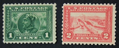 US # 401 & 402 *MINT OG H* { F/XF 1c,2c PANAMA PACIFIC } GREAT PERF 10' OF 1914 - Image 1 of 3
