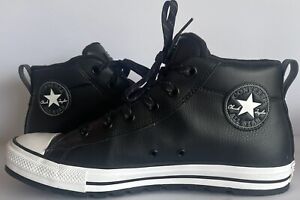 Converse Chuck Taylor All Star Mid Black Leather Men's Shoes A00719C Size 10.5