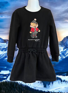 Girls Ralph Lauren Polo Black Sweatshirt Polo Bear Dress 4T