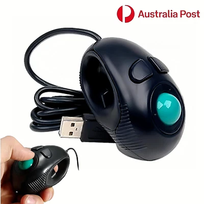 Trackball Mouse Finger HandHeld Mice Cable Ergonomic Mini USB PC Laptop Computer - Image 1 of 4