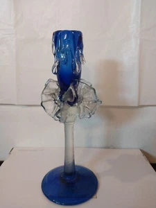 Rare Blue Candle Original Murano Italian Hand Blown Masterpiece Home Decoration - Picture 1 of 13