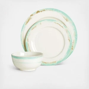 Oneida Glide 36-Piece Dinnerware Set, Service for 12. Blue, tan, and white.  - Picture 1 of 9
