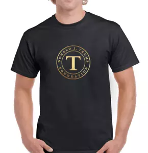 Trump Foundation Logo Tee Shirt 2020 Republican Campaign Gold Black T-Shirt - Picture 1 of 3