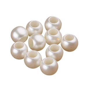 ❤ 100 x Cream LARGE HOLE 4mm PONY European Charm Bracelet Beads 8x6mm Spacer ❤ - Picture 1 of 1