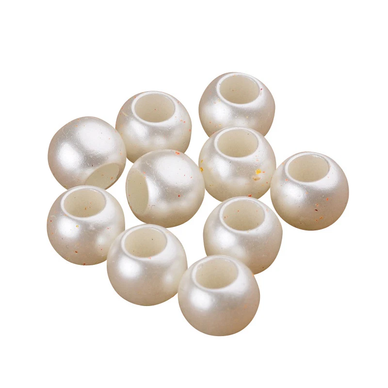 ❤ 100 x Cream LARGE HOLE 3.8mm PONY European Charm Bracelet Beads 8x6mm Spacer ❤ - Image 1 of 1