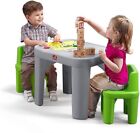 Kids Table and Chair Set, Playroom Toddler Activity Table, Gray & Green, Ages 2+
