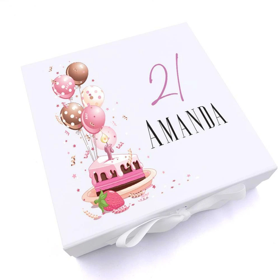 Personalised 21st Birthday Gifts For Her Keepsake Memory Box UV-579 - Image 1 of 1