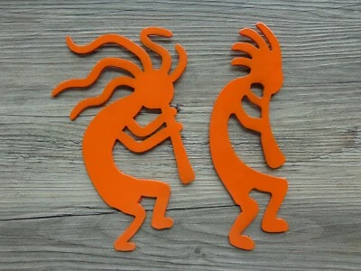 Pair of Small Kokopelli Musicians Metal Wall Art Each 8" Tall Different Colors - Image 1 of 4