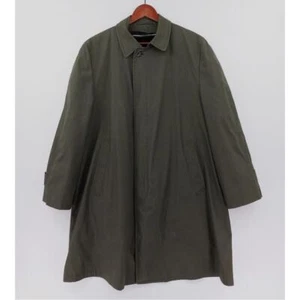 Vintage 50s London Fog Trench Coat Mens 42 Short Green Alpaca Mohair Overcoat - Picture 1 of 23