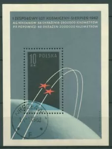 Polen 1962 Raumschiffe Wostok 3 Wostok 4 Block 28 gestempelt (C93243) - Bild 1 von 1