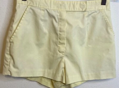 Vintage 1970s Hot Pant SHORTY Shorts pastel Yellow Retro Summer Tennis Preppy 26 - Image 1 of 4