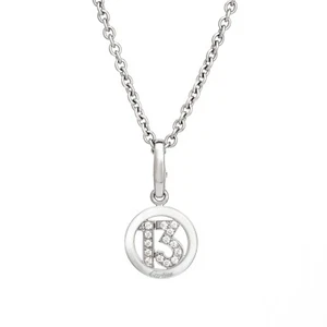 Cartier Diamond 13 Charm & Necklace Estate 18k White Gold 17" Chain Fine Jewelry - Picture 1 of 3