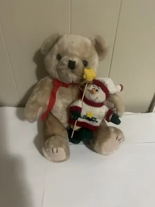 Oso de peluche de felpa vintage articulado con muñeco de nieve adjunto - Imagen 1 de 15