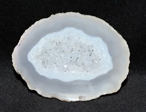 Small Agate Geode Half With Inclusions Cut & Polished 2" x 1.5" - Picture 1 of 4