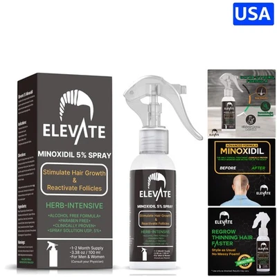 Spray para el crecimiento del cabello 5% minoxidil - Fórmula no grasa sin alcohol para hombres y mujeres Foto 1 de 4