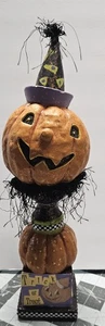 CJF Kürbis Totem Endstück Vintage Grafik Party Hut Halloween Jack-o-Laterne - Bild 1 von 24