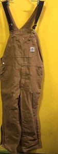 Mono con tirantes de lona forrado acolchado Carhartt vintage para hombre 40x30 R02 BRN EE. UU. - Imagen 1 de 12