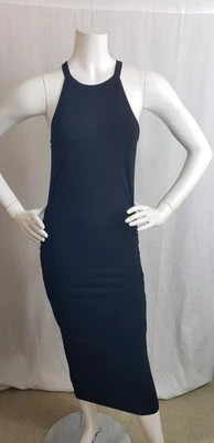 Sexy Vestido Michael Stars Halter Midi Bodycon Negro XL Acanalado Gótico Bruja Foto 1 de 4