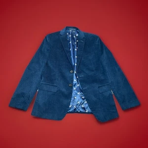 polo ralph lauren black label Blazer Size 16 R Corduroy Navy Designer Dog Print - Picture 1 of 9