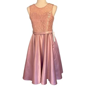 JJs House A-Line Asymmetrical Lace Satin Bridesmaid Dress Dusty Rose J16 NWT - Picture 1 of 11