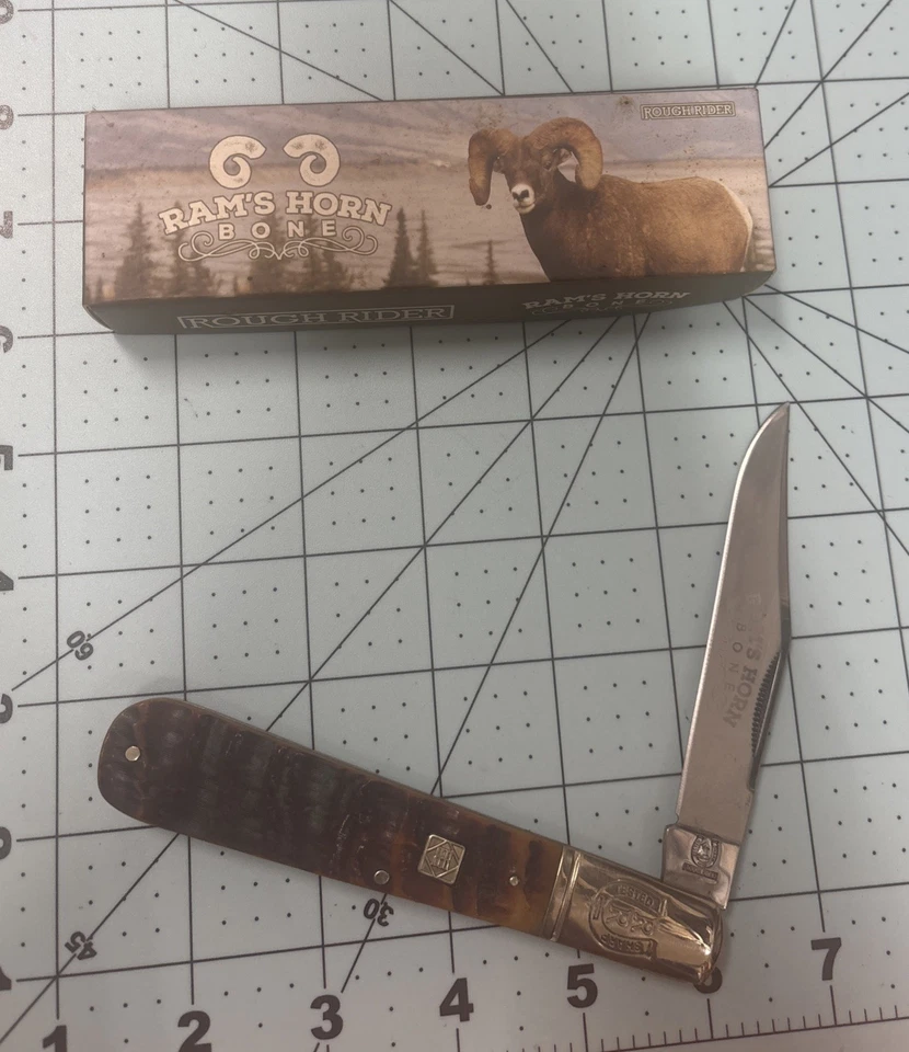 Navaja de bolsillo Rough Rider Rams Horn Big Daddy Barlow RR1595 hoja plegable Foto 1 de 4