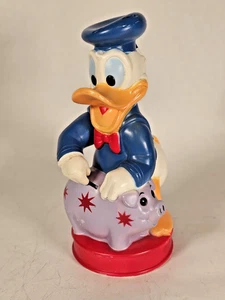 1980's Disney Donald Duck 8.5" Plastic Piggy Bank • Movable Arm • Toys - Picture 1 of 13
