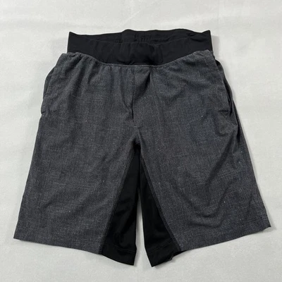 Lululemon Shorts Mens Small Black Gray Lined Athletic Drawstring Waist Pockets - Image 1 of 4