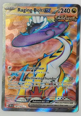 Pokemon TCG Card Raging Bolt ex 196/162 SV05: Temporal Forces Holo New NM - Image 1 of 2
