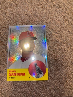 2012 TOPPS HERITAGE CHROME ERVIN SANTANA #68 ANGELS REFRACTOR RARE SP 003/563 - Image 1 of 3